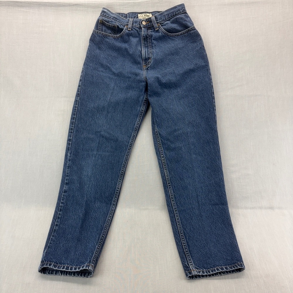 LL Bean Jeans Womens 10 Reg Natural Fit Blue High Rise Straight Leg Denim